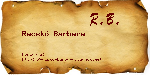Racskó Barbara névjegykártya